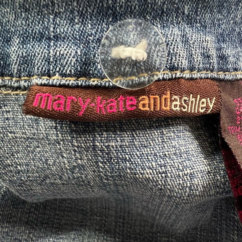 Mary Kate Ashley Girls 5 Denim Jean Jacket Y2K Boho Embroidered Flower Knit Trim - Picture 11 of 11